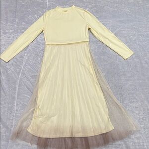 Yellow Long Sleeve A-line Dress